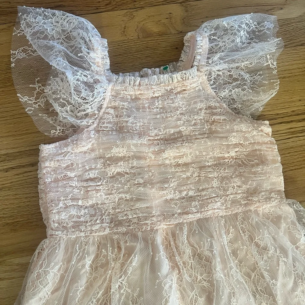 Doen Delicate Blush Lace Kids Dress